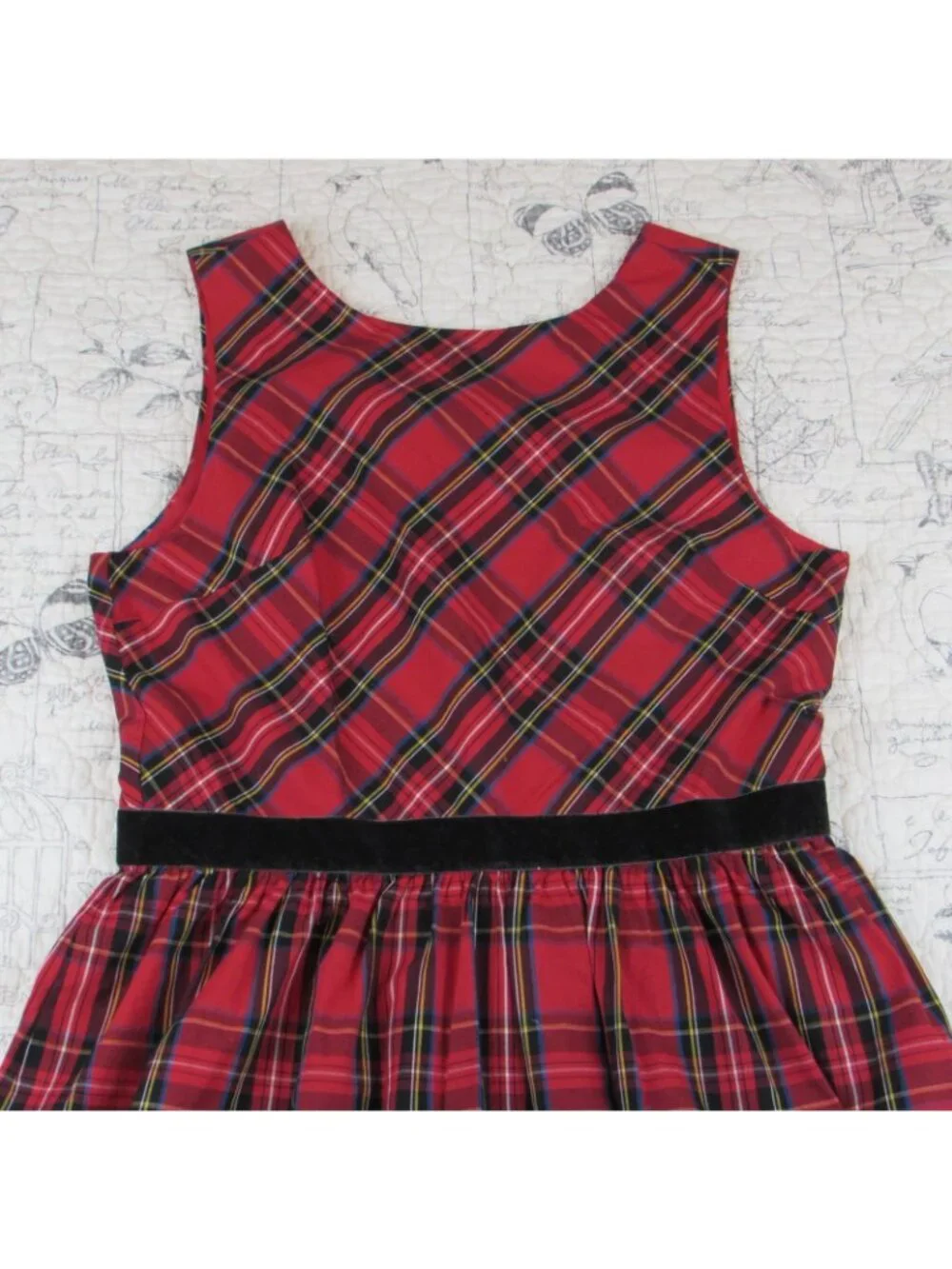 Crewcuts Red And Black Plaid Dress Winter Holiday Girl Velvet Waist girls 14